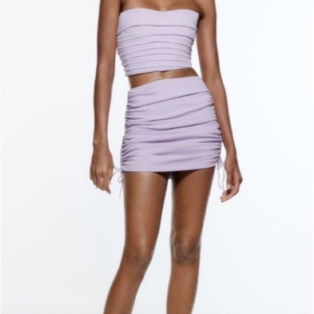 Lavender Ruched Crop Top - Zara
